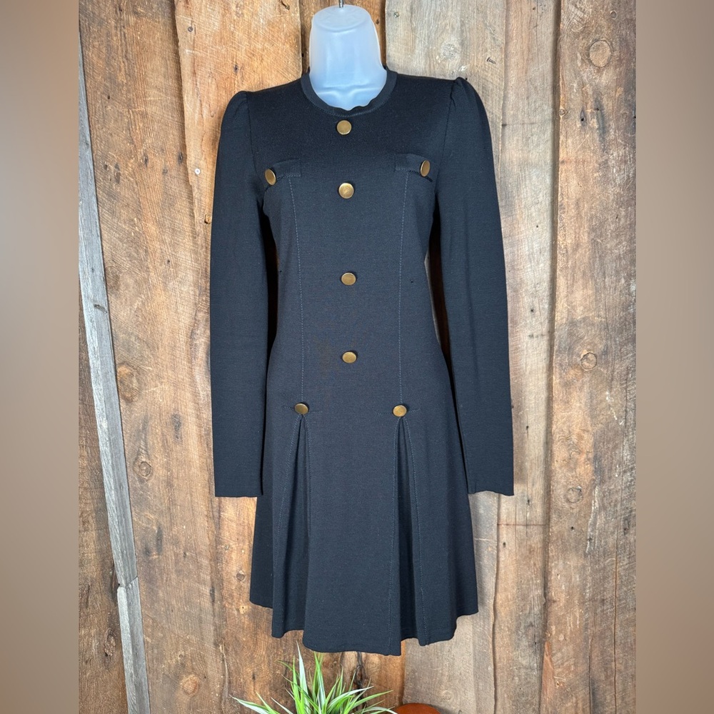 Chloe Elegant Black Knit Dress with Gold Accents - size XSmall